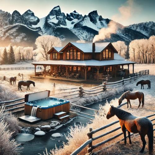 Winter magic - A serene winter scene at Speranza Springs Ranch, featuring horses and a tranquil landscape